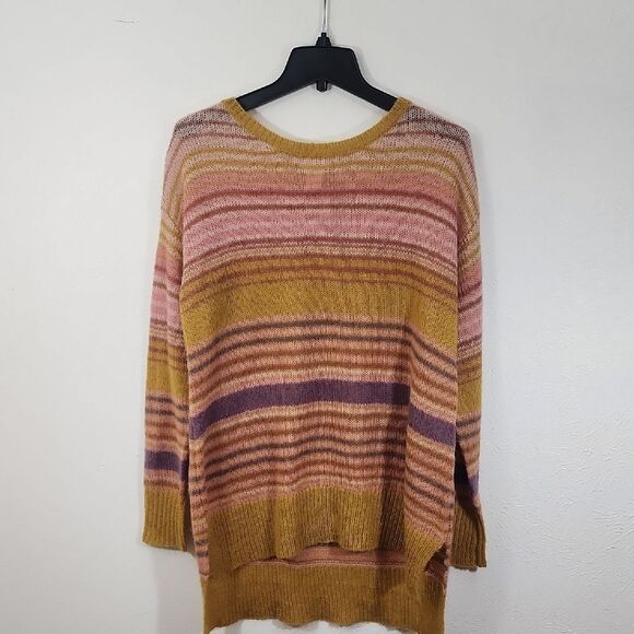 Sundance Sweaters - Sundance pink and Yellow Striped Crew Neck Mohair Wool Tunic Sweater Size S